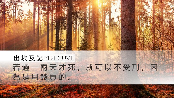 出 埃 及 記 21:21 CUVT Bible Verse Image