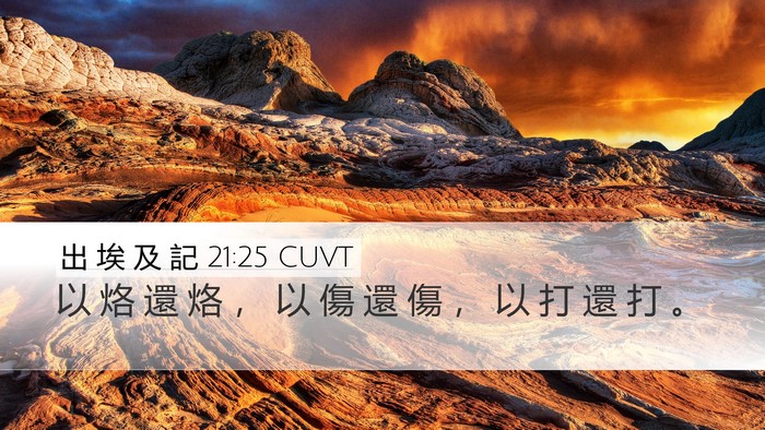 出 埃 及 記 21:25 CUVT Desktop Wallpaper - 以 烙 還 烙 ， 以 傷 還 傷 ， 以 打 - Desktop Bible Verse Wallpaper