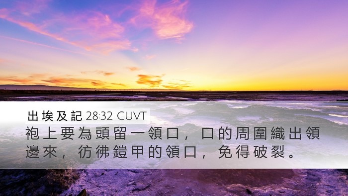 出 埃 及 記 28:32 CUVT Desktop Wallpaper - 袍 上 要 為 頭 留 一 領 口 ， 口 的 - Desktop Bible Verse Wallpaper
