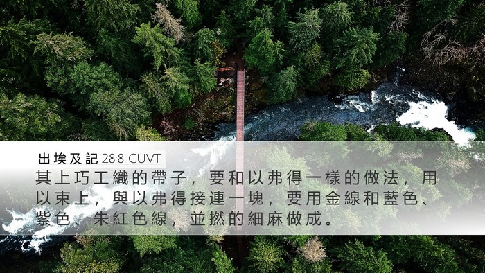 出 埃 及 記 28:8 CUVT Desktop Wallpaper - 其 上 巧 工 織 的 帶 子 ， 要 和 以 - Desktop Bible Verse Wallpaper