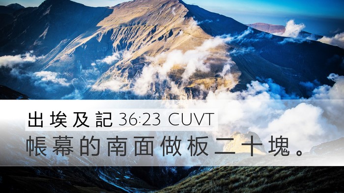 出 埃 及 記 36:23 CUVT Desktop Wallpaper - 帳 幕 的 南 面 做 板 二 十 塊 - Desktop Bible Verse Wallpaper