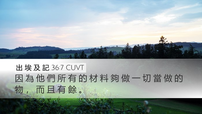 出 埃 及 記 36:7 CUVT Desktop Wallpaper - 因 為 他 們 所 有 的 材 料 夠 做 一 - Desktop Bible Verse Wallpaper