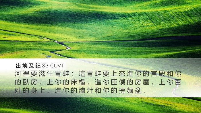 出 埃 及 記 8:3 CUVT Desktop Wallpaper - 河 裡 要 滋 生 青 蛙 ； 這 青 蛙 要 - Desktop Bible Verse Wallpaper