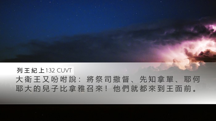 列 王 紀 上 1:32 CUVT Desktop Wallpaper - 大 衛 王 又 吩 咐 說 ： 將 祭 司 撒 - Desktop Bible Verse Wallpaper