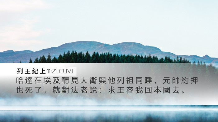列 王 紀 上 11:21 CUVT Desktop Wallpaper - 哈 達 在 埃 及 聽 見 大 衛 與 他 列 - Desktop Bible Verse Wallpaper