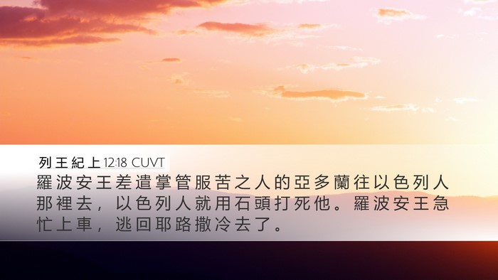 列 王 紀 上 12:18 CUVT Desktop Wallpaper - 羅 波 安 王 差 遣 掌 管 服 苦 之 人 - Desktop Bible Verse Wallpaper