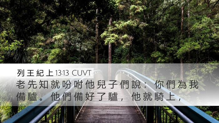 列 王 紀 上 13:13 CUVT Desktop Wallpaper - 老 先 知 就 吩 咐 他 兒 子 們 說 ： - Desktop Bible Verse Wallpaper
