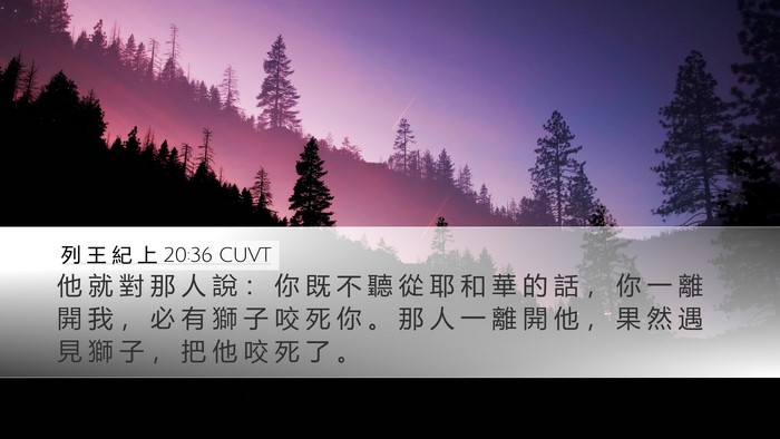 列 王 紀 上 20:36 CUVT Bible Verse Image