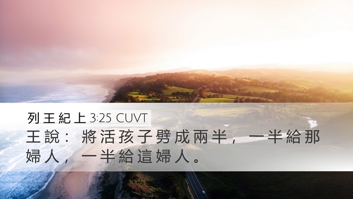 列 王 紀 上 3:25 CUVT Desktop Wallpaper - 王 說 ： 將 活 孩 子 劈 成 兩 半 ， - Desktop Bible Verse Wallpaper