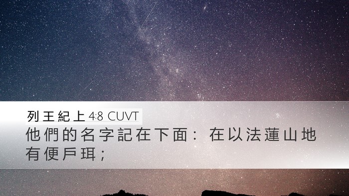 列 王 紀 上 4:8 CUVT Desktop Wallpaper - 他 們 的 名 字 記 在 下 面 ： 在 以 - Desktop Bible Verse Wallpaper