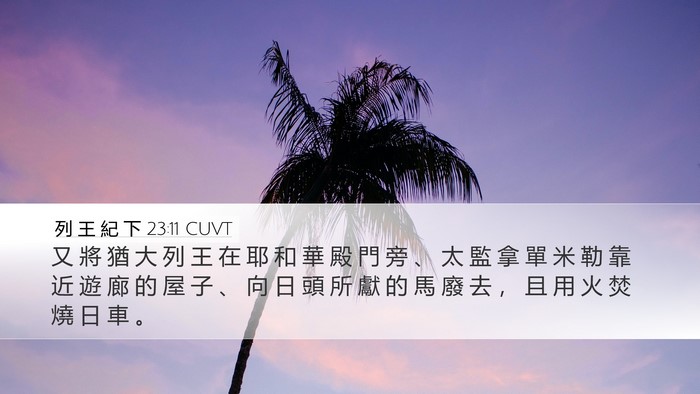 列 王 紀 下 23:11 CUVT Desktop Wallpaper - 又 將 猶 大 列 王 在 耶 和 華 殿 門 - Desktop Bible Verse Wallpaper