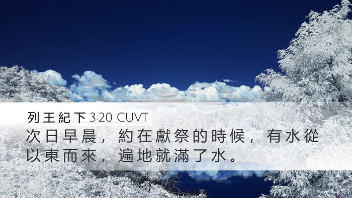 列 王 紀 下 3:20 CUVT Desktop Wallpaper - 次 日 早 晨 ， 約 在 獻 祭 的 時 候 - Desktop Bible Verse Wallpaper