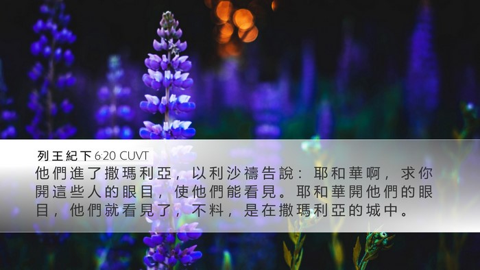 列 王 紀 下 6:20 CUVT Desktop Wallpaper - 他 們 進 了 撒 瑪 利 亞 ， 以 利 沙 - Desktop Bible Verse Wallpaper