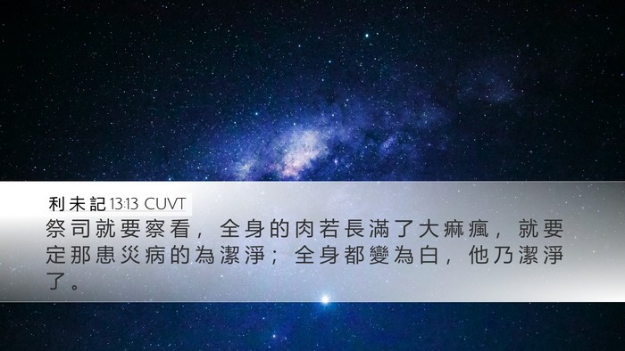 利 未 記 13:13 CUVT Desktop Wallpaper - 祭 司 就 要 察 看 ， 全 身 的 肉 若 - Desktop Bible Verse Wallpaper