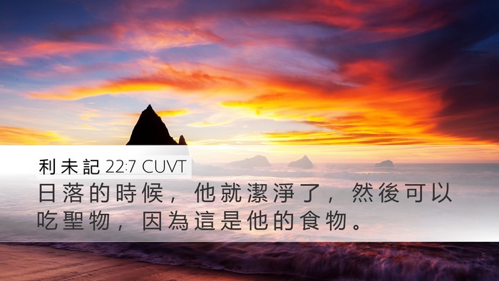 利 未 記 22:7 CUVT Desktop Wallpaper - 日 落 的 時 候 ， 他 就 潔 淨 了 ， - Desktop Bible Verse Wallpaper