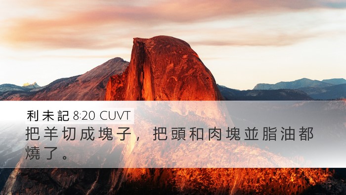 利 未 記 8:20 CUVT Desktop Wallpaper - 把 羊 切 成 塊 子 ， 把 頭 和 肉 塊 - Desktop Bible Verse Wallpaper