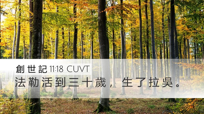 創 世 記 11:18 CUVT Desktop Wallpaper - 法 勒 活 到 三 十 歲 ， 生 了 拉 吳 - Desktop Bible Verse Wallpaper