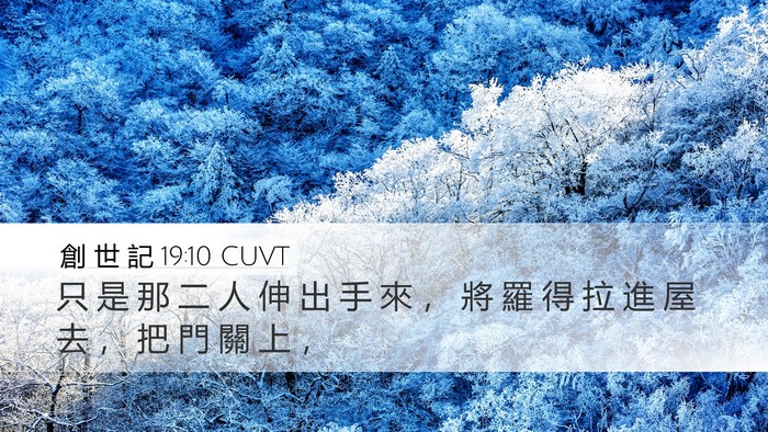 創 世 記 19:10 CUVT Desktop Wallpaper - 只 是 那 二 人 伸 出 手 來 ， 將 羅 - Desktop Bible Verse Wallpaper