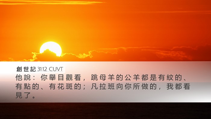 創 世 記 31:12 CUVT Desktop Wallpaper - 他 說 ： 你 舉 目 觀 看 ， 跳 母 羊 - Desktop Bible Verse Wallpaper