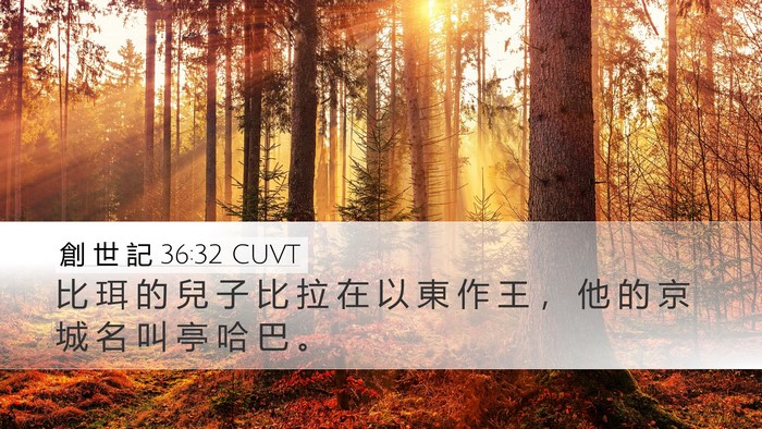 創 世 記 36:32 CUVT Desktop Wallpaper - 比 珥 的 兒 子 比 拉 在 以 東 作 王 - Desktop Bible Verse Wallpaper