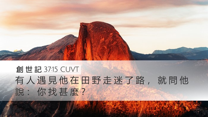 創 世 記 37:15 CUVT Desktop Wallpaper - 有 人 遇 見 他 在 田 野 走 迷 了 路 - Desktop Bible Verse Wallpaper