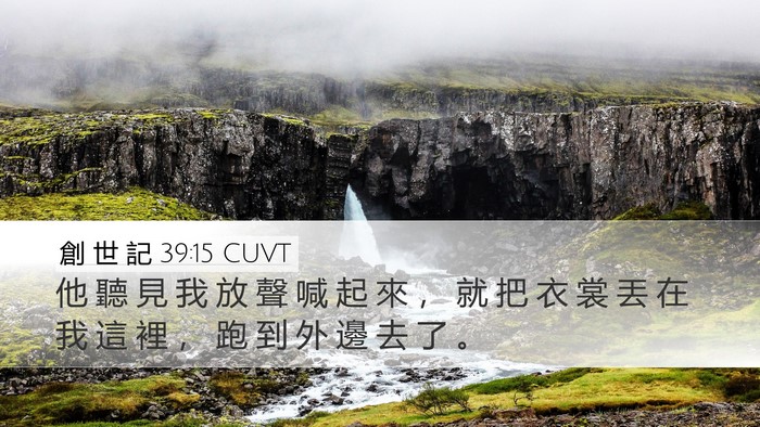創 世 記 39:15 CUVT Desktop Wallpaper - 他 聽 見 我 放 聲 喊 起 來 ， 就 把 - Desktop Bible Verse Wallpaper
