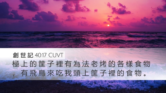 創 世 記 40:17 CUVT Desktop Wallpaper - 極 上 的 筐 子 裡 有 為 法 老 烤 的 - Desktop Bible Verse Wallpaper