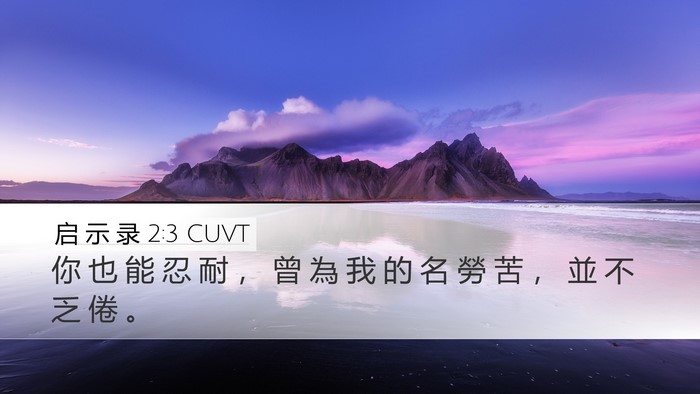 启 示 录 2:3 CUVT Desktop Wallpaper - 你 也 能 忍 耐 ， 曾 為 我 的 名 勞 - Desktop Bible Verse Wallpaper