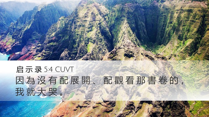 启 示 录 5:4 CUVT Desktop Wallpaper - 因 為 沒 有 配 展 開 、 配 觀 看 那 - Desktop Bible Verse Wallpaper