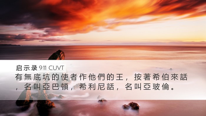 启 示 录 9:11 CUVT Desktop Wallpaper - 有 無 底 坑 的 使 者 作 他 們 的 王 - Desktop Bible Verse Wallpaper
