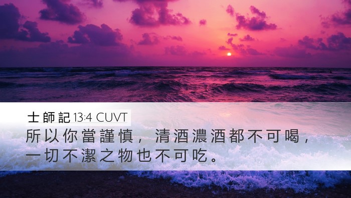 士 師 記 13:4 CUVT Desktop Wallpaper - 所 以 你 當 謹 慎 ， 清 酒 濃 酒 都 - Desktop Bible Verse Wallpaper