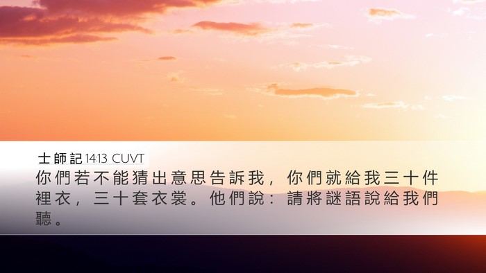 士 師 記 14:13 CUVT Desktop Wallpaper - 你 們 若 不 能 猜 出 意 思 告 訴 我 - Desktop Bible Verse Wallpaper