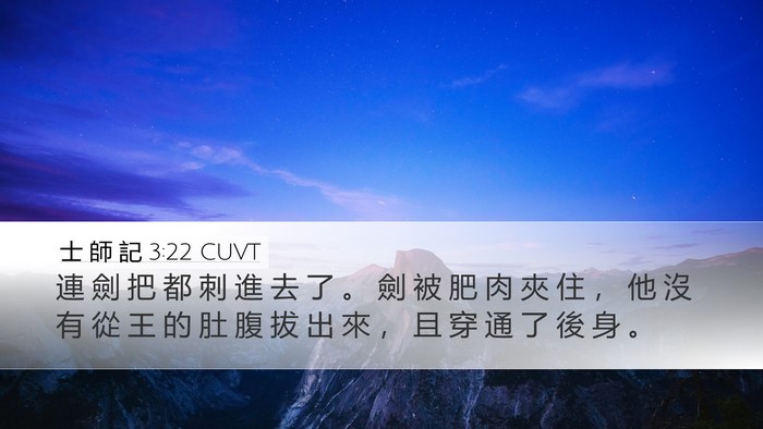 士 師 記 3:22 CUVT Desktop Wallpaper - 連 劍 把 都 刺 進 去 了 。 劍 被 肥 - Desktop Bible Verse Wallpaper