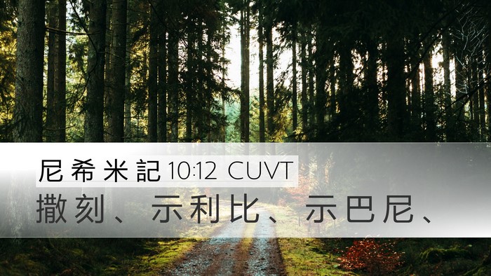 尼 希 米 記 10:12 CUVT Desktop Wallpaper - 撒 刻 、 示 利 比 、 示 巴 尼 - Desktop Bible Verse Wallpaper