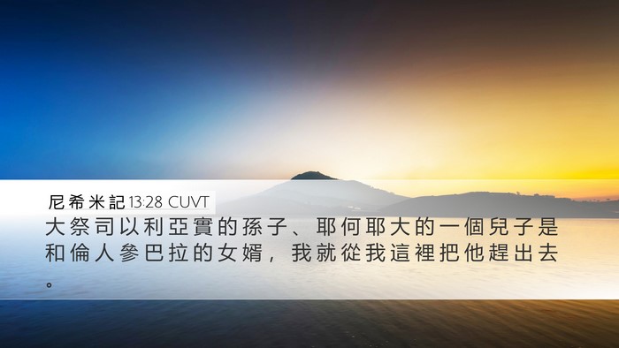 尼 希 米 記 13:28 CUVT Bible Verse Image