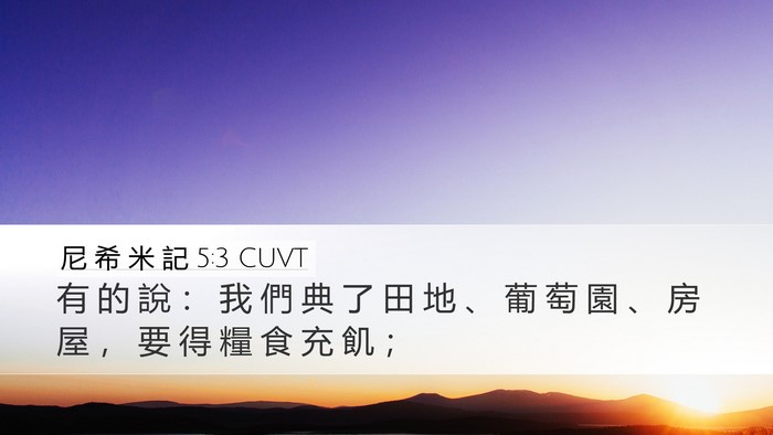 尼 希 米 記 5:3 CUVT Desktop Wallpaper - 有 的 說 ： 我 們 典 了 田 地 、 葡 - Desktop Bible Verse Wallpaper