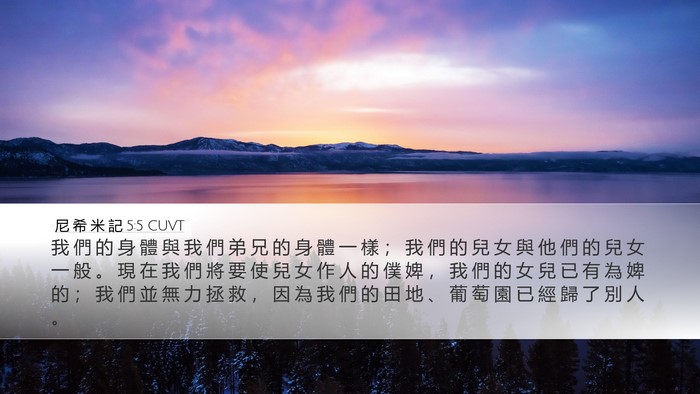 尼 希 米 記 5:5 CUVT Bible Verse Image