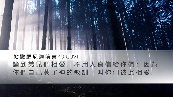 帖 撒 羅 尼 迦 前 書 4:9 CUVT Bible Verse Image