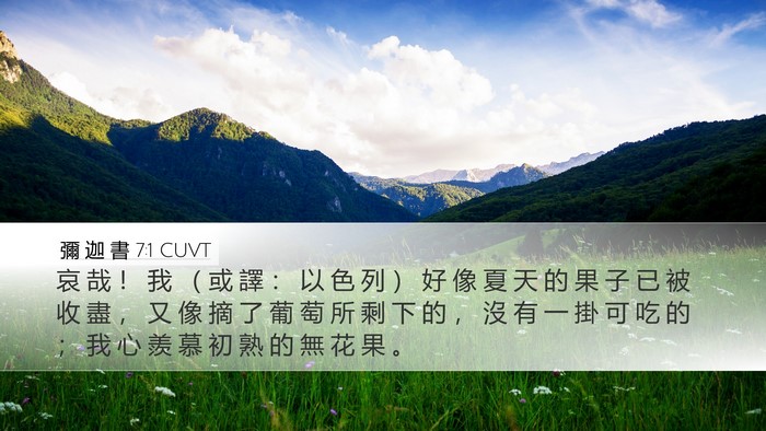 彌 迦 書 7:1 CUVT Bible Verse Image