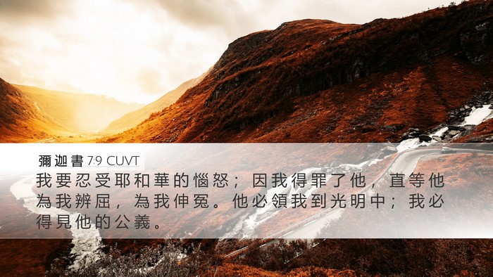 彌 迦 書 7:9 CUVT Bible Verse Image