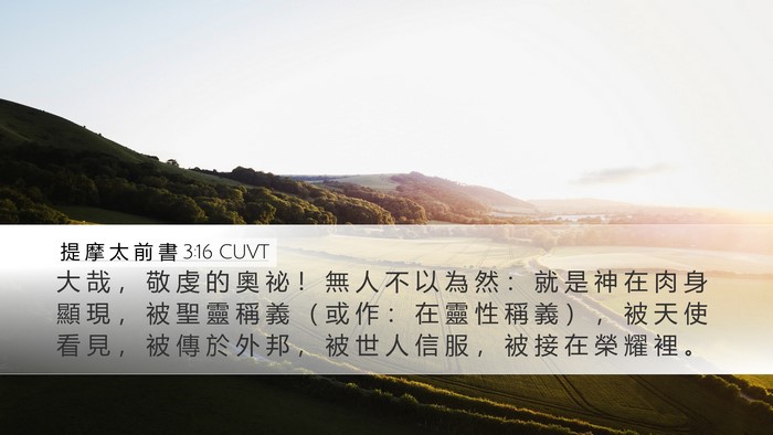 提 摩 太 前 書 3:16 CUVT Bible Verse Image