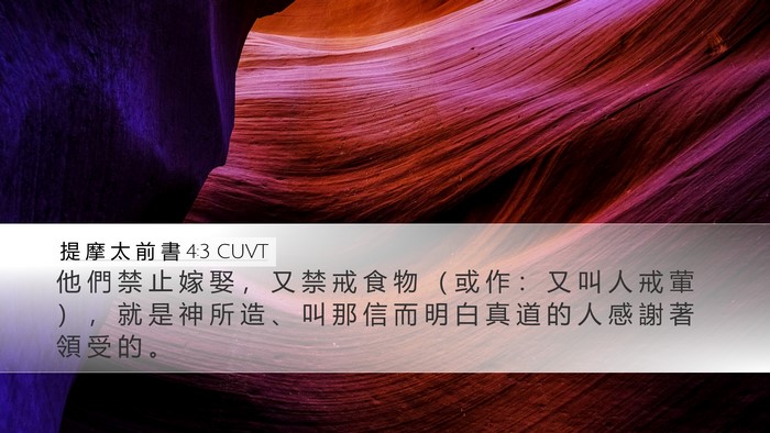 提 摩 太 前 書 4:3 CUVT Bible Verse Image