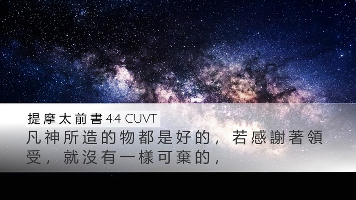 提 摩 太 前 書 4:4 CUVT Bible Verse Image