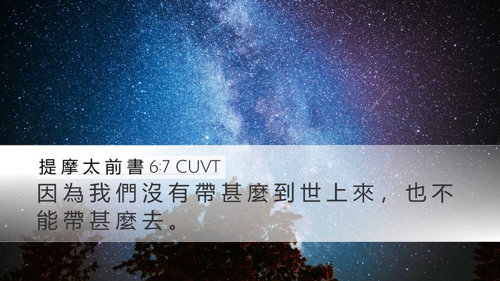提 摩 太 前 書 6:7 CUVT Bible Verse Image