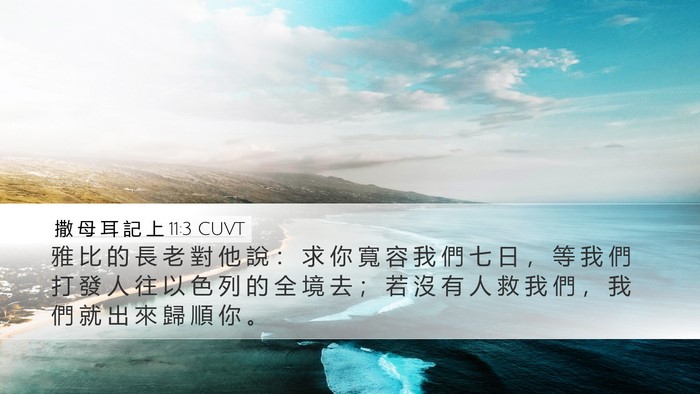 撒 母 耳 記 上 11:3 CUVT Desktop Wallpaper - 雅 比 的 長 老 對 他 說 ： 求 你 寬 - Desktop Bible Verse Wallpaper