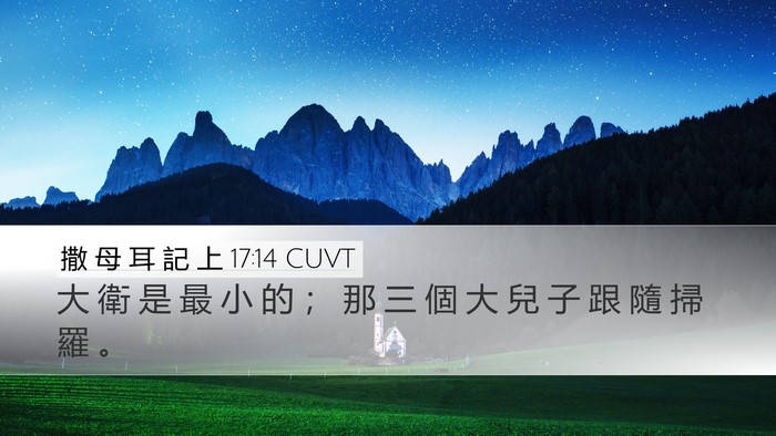 撒 母 耳 記 上 17:14 CUVT Desktop Wallpaper - 大 衛 是 最 小 的 ； 那 三 個 大 兒 - Desktop Bible Verse Wallpaper