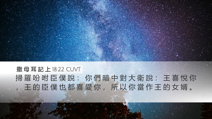 撒 母 耳 記 上 18:22 CUVT Desktop Wallpaper - 掃 羅 吩 咐 臣 僕 說 ： 你 們 暗 中 - Desktop Bible Verse Wallpaper