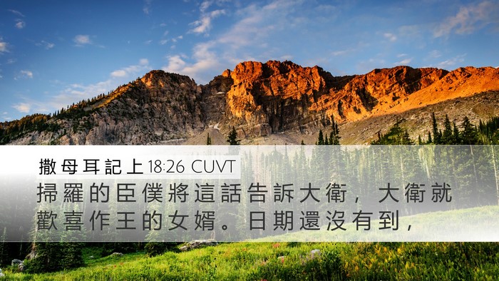 撒 母 耳 記 上 18:26 CUVT Desktop Wallpaper - 掃 羅 的 臣 僕 將 這 話 告 訴 大 衛 - Desktop Bible Verse Wallpaper