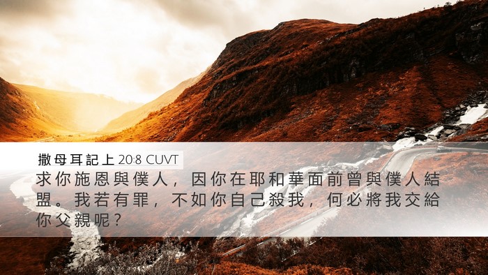 撒 母 耳 記 上 20:8 CUVT Desktop Wallpaper - 求 你 施 恩 與 僕 人 ， 因 你 在 耶 - Desktop Bible Verse Wallpaper