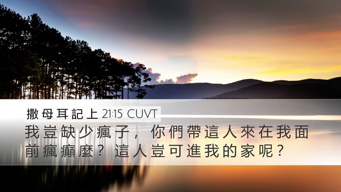 撒 母 耳 記 上 21:15 CUVT Desktop Wallpaper - 我 豈 缺 少 瘋 子 ， 你 們 帶 這 人 - Desktop Bible Verse Wallpaper